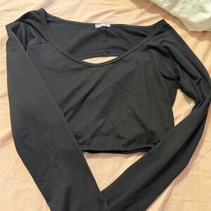 Ardene Black Cutout Long Sleeve Crop Top